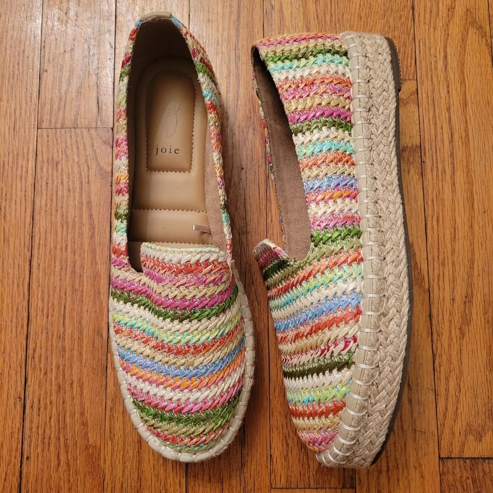 Joie Multicolor Woven Espadrille Flats 9M CARA Summer Beach Shoes Comfort